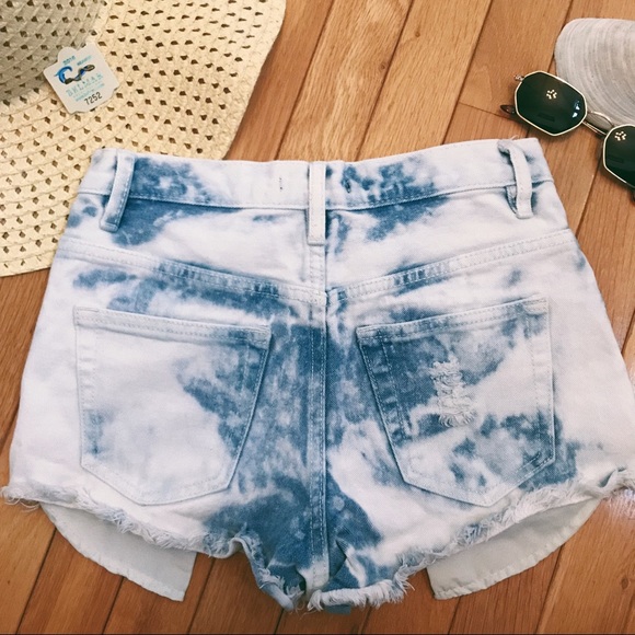 Tie Dye High-Waisted Denim Shorts - Picture 3 of 3